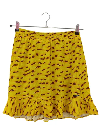 NüMPH Damen Faltenrock Gr. 36/S Gelb Bohemian Rüschen Viskose