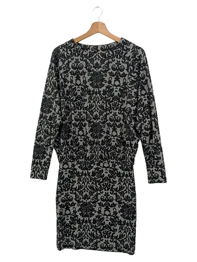 Ganni Damen Etuikleid Gr. 36/S Grau Floral Elegant Vintage