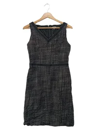 ANN TAYLOR Damen Businesskleid Gr. 34/XS Schwarz Wolle Meliert Elegant 1