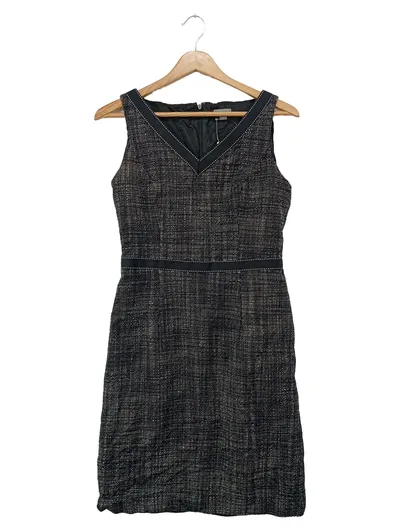 ANN TAYLOR Damen Businesskleid Gr. 34/XS Schwarz Wolle Meliert Elegant
