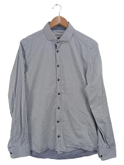 PLATINUM Herren Freizeithemd Gr. 50;L Grau gepunktet Baumwolle