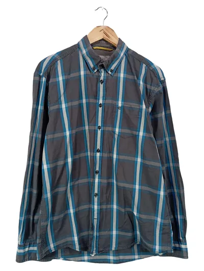 CAMEL ACTIVE Herren Freizeithemd Kariert Blau Gr. 50/L Casual Langarm Baumwolle
