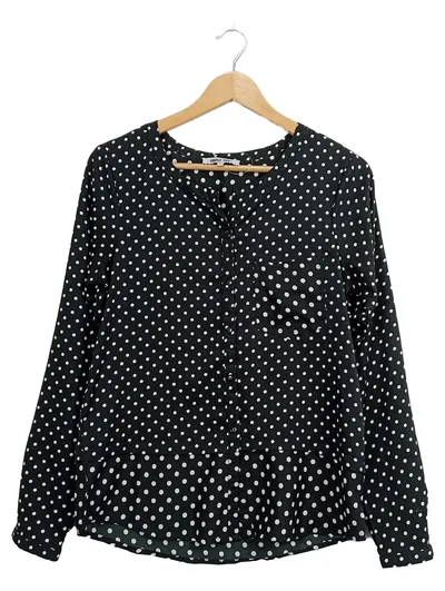 ABOUT YOU Damen Bluse Gr. 34/XS Schwarz Weiß Polka Dots Langarm