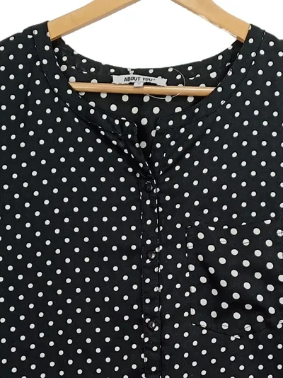 ABOUT YOU Damen Bluse Gr. 34/XS Schwarz Weiß Polka Dots Langarm