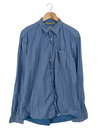 CAMEL ACTIVE Freizeithemd Herren 50/L Blau Grafisch Casual Langarm Baumwolle