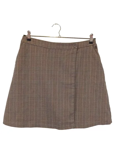 NüMPH Damen Faltenrock Gr. 40/L Braun Kariert Klassisch Elegant Midirock