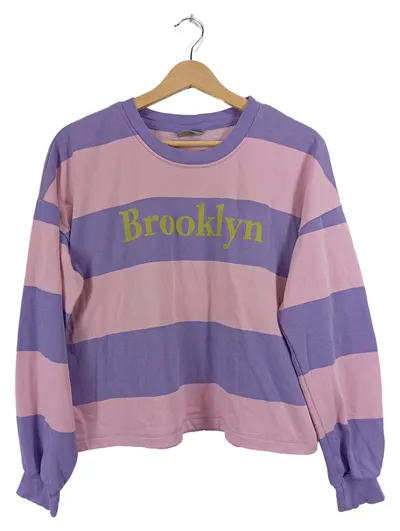 ONLY Brooklyn Pullover Damen Gr. S gestreift rosa lila Cropped Sweatshirt