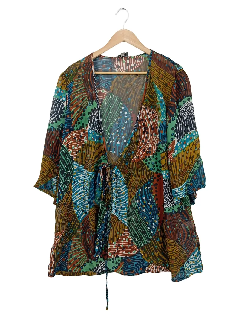 EAST Damen Bluse 42/L Mehrfarbig Grafisches Muster Casual Viskose 1