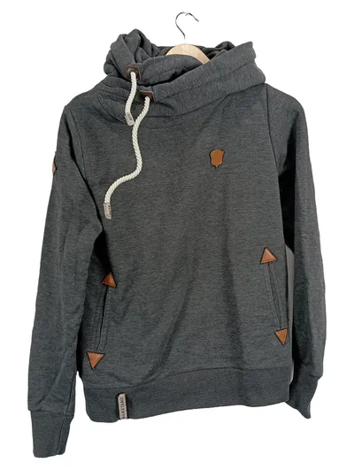 Naketano Kapuzenpullover Hoodie Damen Gr. M Grau Meliert Casual Baumwolle