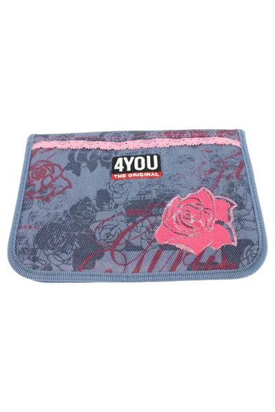 4YOU Federtasche Kinder Blau Blumenmuster Rose Mäppchen Stifteetui