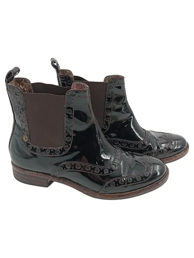 MISS SIXTY Damen Stiefelette Gr. 38 Schwarz Lack Brogue Chelsea Boots