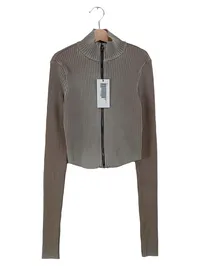 COTTON CITIZEN Damen Strickjacke Grau Rippstrick Cropped Gr. 34/XS Elegant 1