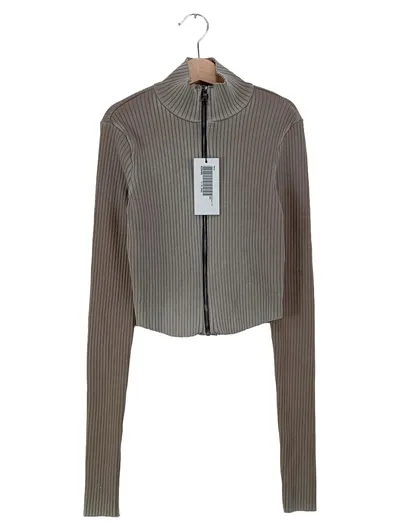 COTTON CITIZEN Damen Strickjacke Grau Rippstrick Cropped Gr. 34/XS Elegant