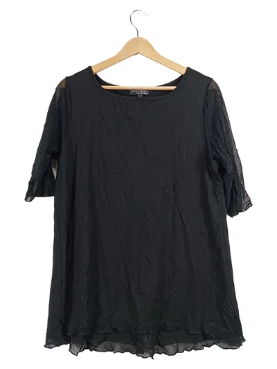 Anastasia Damen Shirt Schwarz Spitzenärmel Gr. XXL 44 Elegant