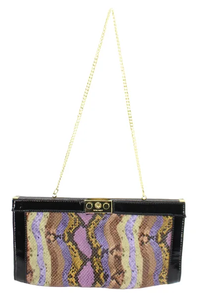 NINE WEST Damen Umhängetasche Elegant Mehrfarbig Tierdruck Clutch mit Kette