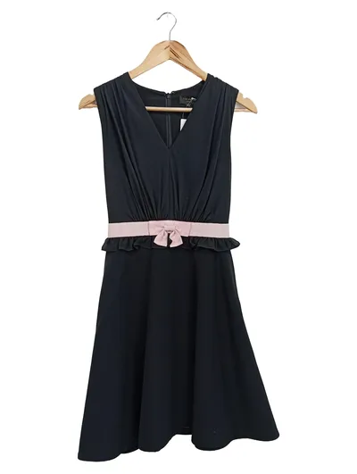 TED BAKER festliches Kleid Damen Gr. 34;XS Schwarz Elegant Schleife Rüschen