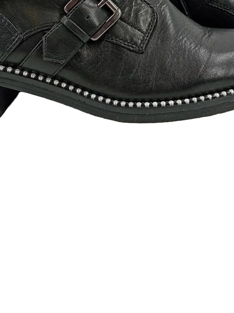 Tamaris Damen Stiefelette Schwarz Gr. 38 Perlen Nieten Biker Boots Leder 4