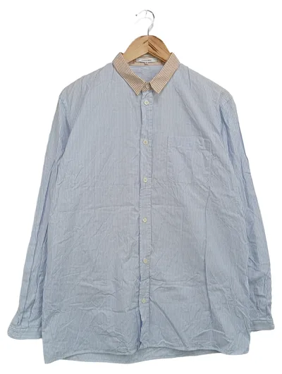 CARVEN Herren Hemdbluse Gr. 48/M Blau Gestreift Klassisch Baumwolle