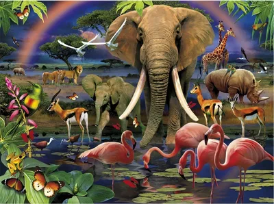Clementoni 3D Puzzle 1000 Teile Afrikanische Savanne Tiere Elefant Giraffe Löwe