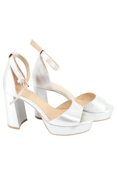 Apepazza Damen Plateausandalen Gr. 38 Silber Elegant Luxuriös High Heels