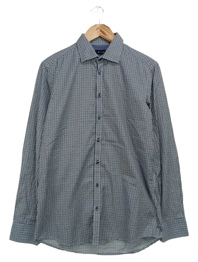 SAND Business Hemd Herren Gr. 40/M Blau Kariert Langarm Baumwolle