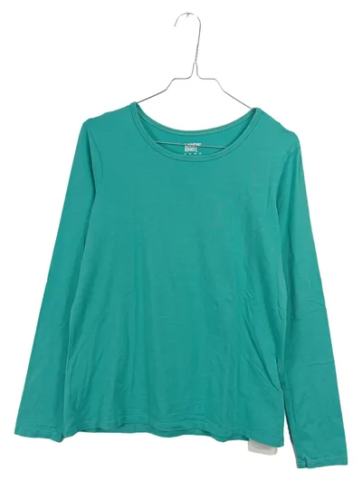 Lands' End Langarmshirt Damen Basic Baumwolle Stretch Freizeit Türkis S