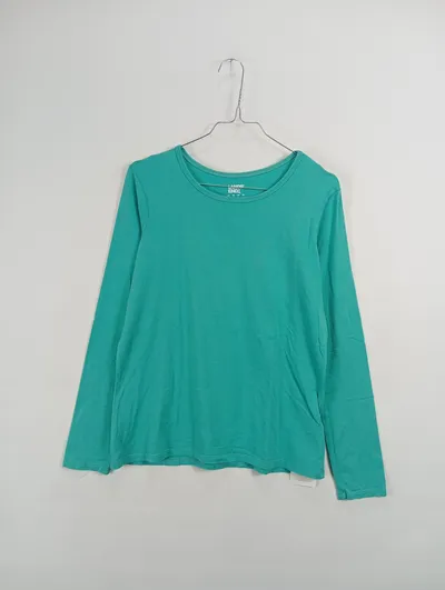 Lands' End Langarmshirt Damen Basic Baumwolle Stretch Freizeit Türkis S