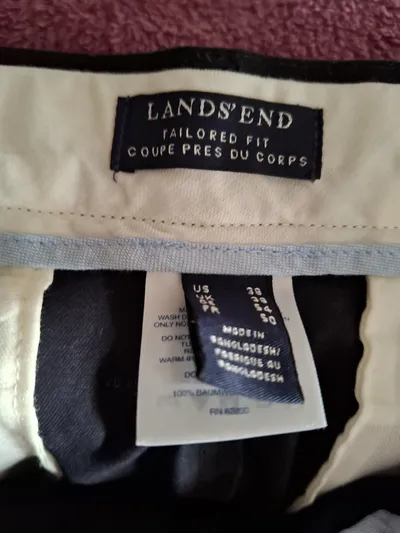 LANDS' END Herren Stoffhose Tailored Fit Gr. 54 W38 Blau Baumwolle