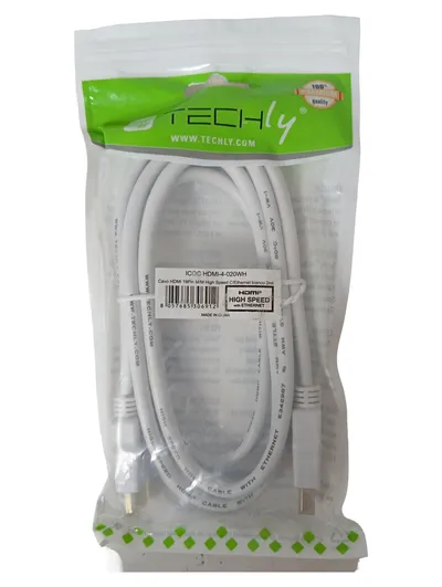 Techly HDMI Kabel High Speed Ethernet 2m Weiß ICOC HDMI-4-020WH Videokabel