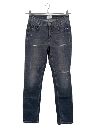 CAMBIO Damen Jeans Straight Leg W26/34 Blau Casual Cut-Outs