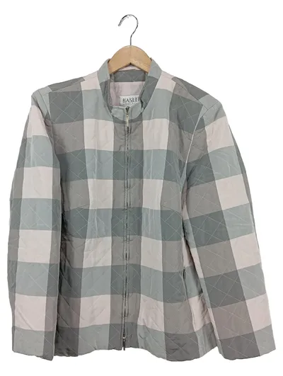 BASLER Damen Blazer Grau Kariert Gesteppt Gr. 44/L Elegant Klassisch