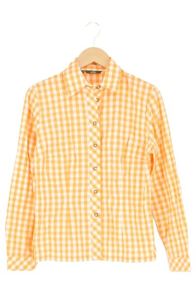 ARIDO Damen Bluse 38/M Orange Kariert Klassisch Baumwolle Langarm