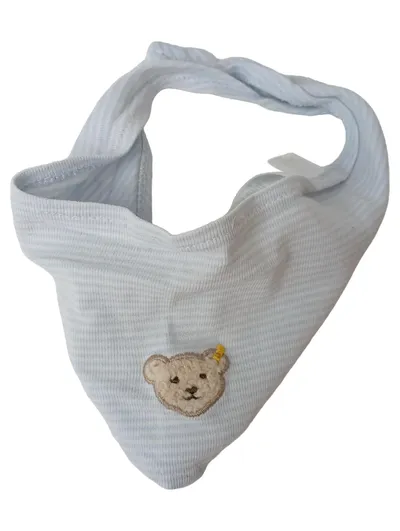 STEIFF Baby Lätzchen Halstuch Blau Gestreift mit Bär 100% Baumwolle Kinder