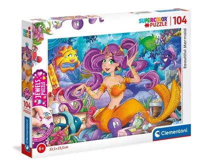Clementoni Supercolor Puzzle Beautiful Mermaid 104 Teile Jewels 6+