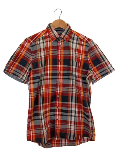 WESTBURY Herren Freizeithemd S 46 Kurzarm Kariert Mehrfarbig Casual