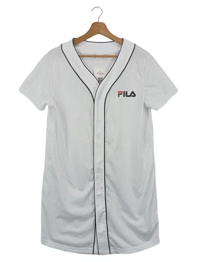 FILA Damen Freizeitkleid Gr. 38/M Weiß Sportlich Logo-Print