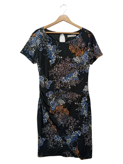 FRANSA Damen Freizeitkleid Gr. 38/M Schwarz Blumenmuster Elegant
