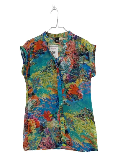 Best Connections Damen Bluse Gr. 34 Korallenmotiv Unterwasser Mehrfarbig