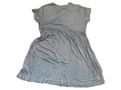 CARLA F. Damen Tunika Bluse Gr. L/44 Blau Wickeloptik Kurzarm