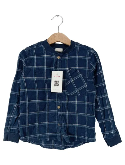 Minymo Freizeithemd Jungen Gr. 116 Blau Kariert Baumwolle Langarm