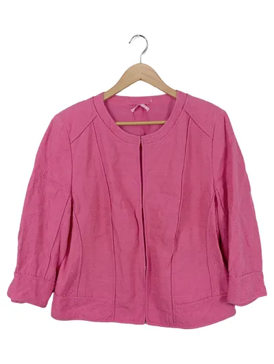 BASLER Damen Blazer Gr. 46/XL Rosa Elegant Klassisch Baumwolle Leinen