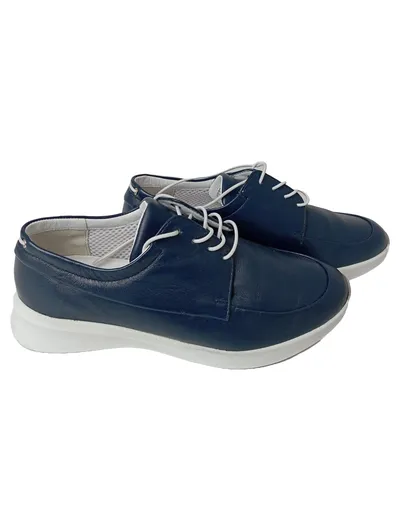 HöGL Damen Schnürschuhe Gr. 35.5 Blau Leder Sportlich Elegant Modisch
