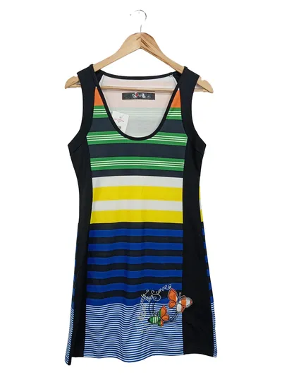 Desigual Freizeitkleid Damen Gr. 38/M bunt gestreift grafisch Midikleid