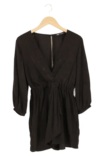 ZARA Damen Jumpsuit Schwarz Gr. 34/XS Elegant Vintage Overall Kurz