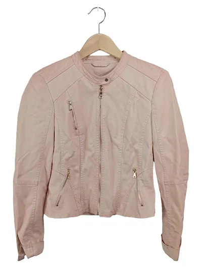 GERRY WEBER Damen Lederjacke Rosa Gr. 36/S Elegant Klassisch Biker-Stil