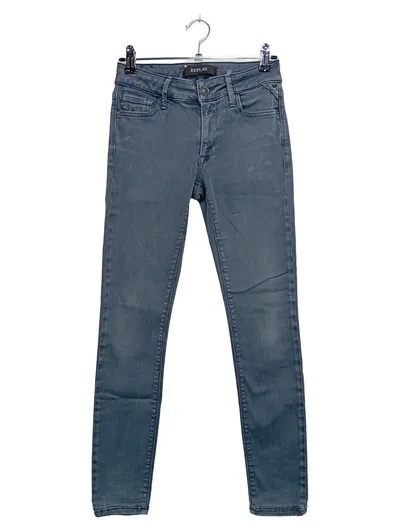REPLAY Damen Jeans Skinny Fit W26/34 Grau Casual Stretch Denim Hose