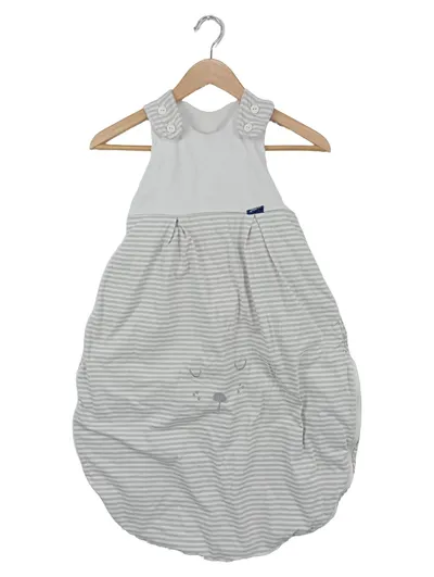 ALVI Baby Schlafsack Gr. 86/92 Weiß Gestreift Tiermotiv Baumwolle