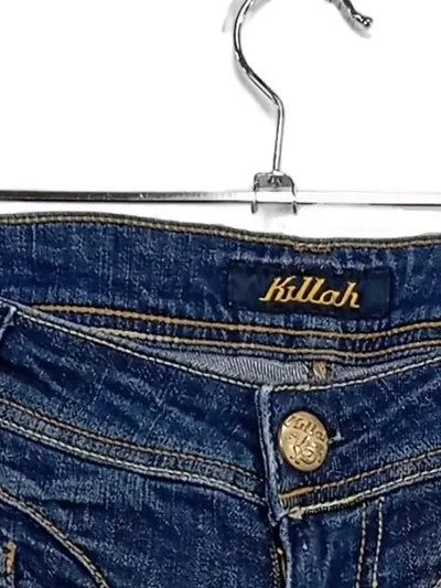Killah Damen Jeans Regular Fit W29/38 Blau Capri 3/4 Hose Baumwolle