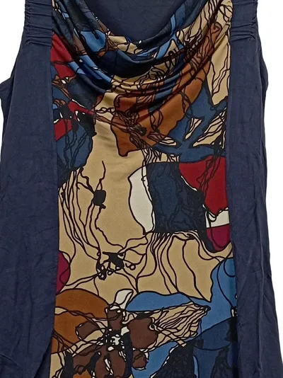 s.Oliver Damen Sommerkleid Gr. 36 Blau Abstrakt Wasserfallausschnitt