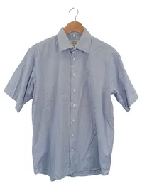 A.W. DUNMORE Business Hemd Herren Kurzarm Gr. 42 Blau Gestreift Baumwolle 1